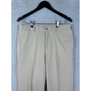 PGA TOUR Pants Mens 32x32 Khaki Beige Golf Flat Front Dress Slacks Classic Fit